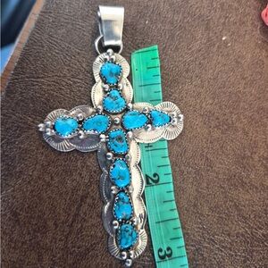 Amazing Turquoise and Sterling Large Cross